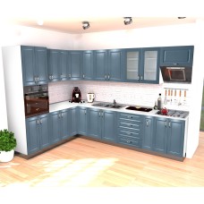 Bucatarie Zebra alba / Fronturi MDF Albastru - Varianta 4